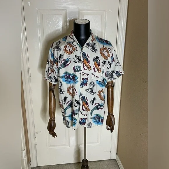 Vintage Monzini Collection Hawaiian Shirt Aloha Men's Size Large​​​​​​​​​​​ - Picture 5 of 9